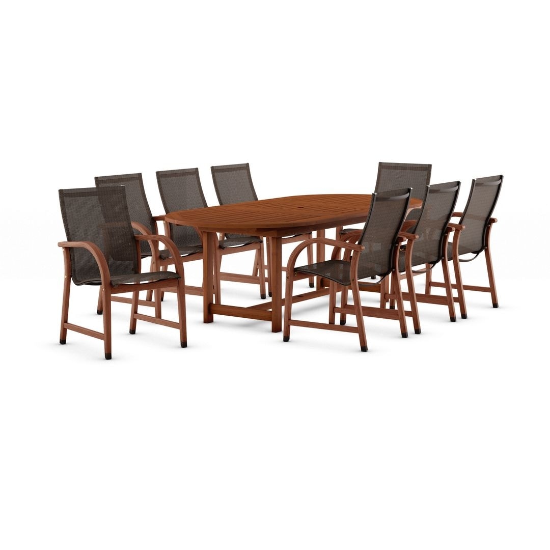 Set da pranzo ovale estensibile per patio da esterno da 9 pezzi - 9 pezzi