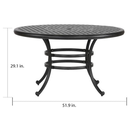 Set da pranzo rotondo in alluminio color bronzo anticato South Ponto da 5 pezzi con sedie girevoli di Havenside Home