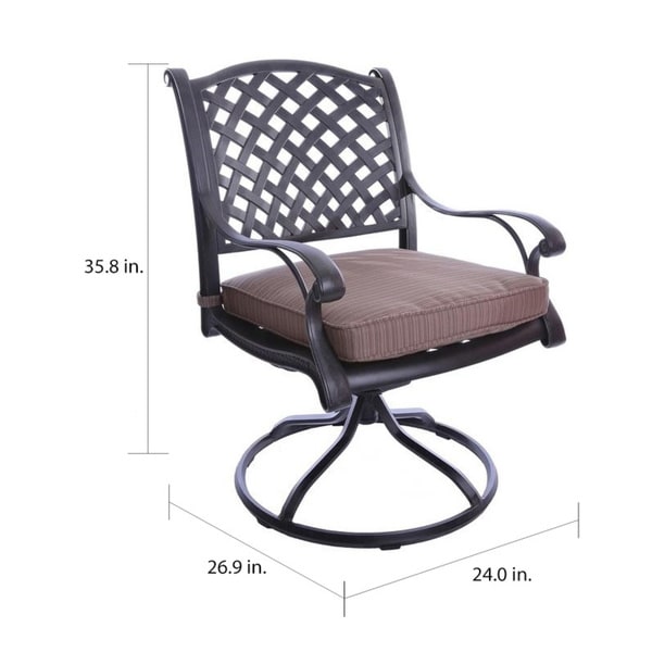 Set da pranzo in alluminio South Ponto da 7 pezzi con sedie girevoli imbottite di Havenside Home