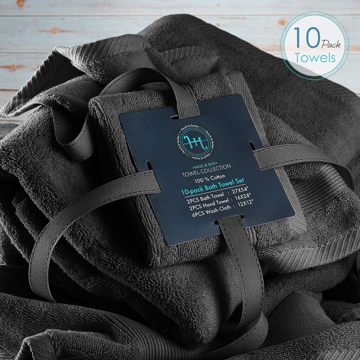 Set di asciugamani da bagno Hearth &amp; Harbor 100% cotone, ultra morbidi e assorbenti