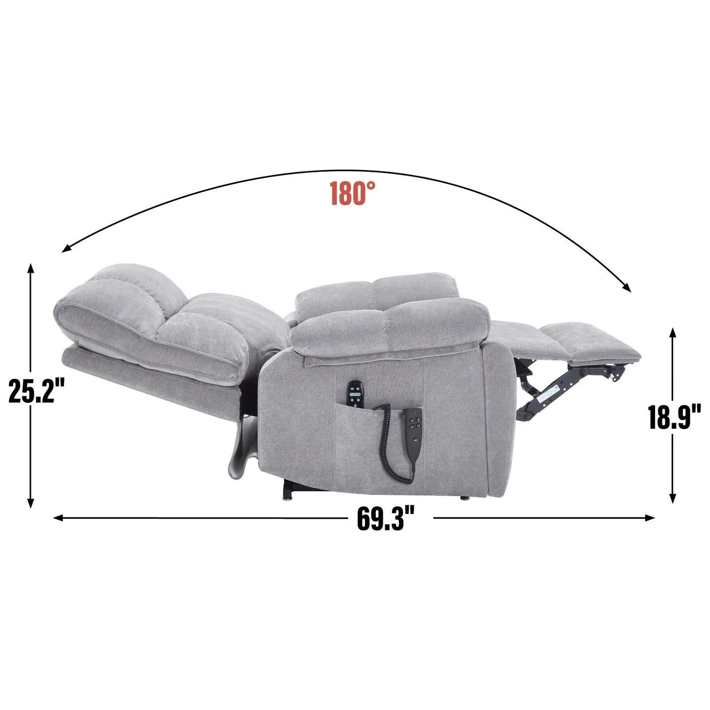 Poltrona reclinabile elettrica con doppio motore, massaggio termico, infinite posizioni, grande, con portabicchieri nascosti, telecomando, medio-rigida