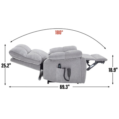 Poltrona reclinabile elettrica con doppio motore, massaggio termico, infinite posizioni, grande, con portabicchieri nascosti, telecomando, medio-rigida