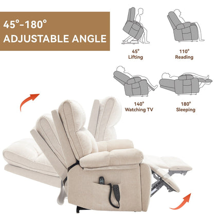 Poltrona reclinabile elettrica con doppio motore, massaggio termico, infinite posizioni, grande, con portabicchieri nascosti, telecomando, medio-rigida