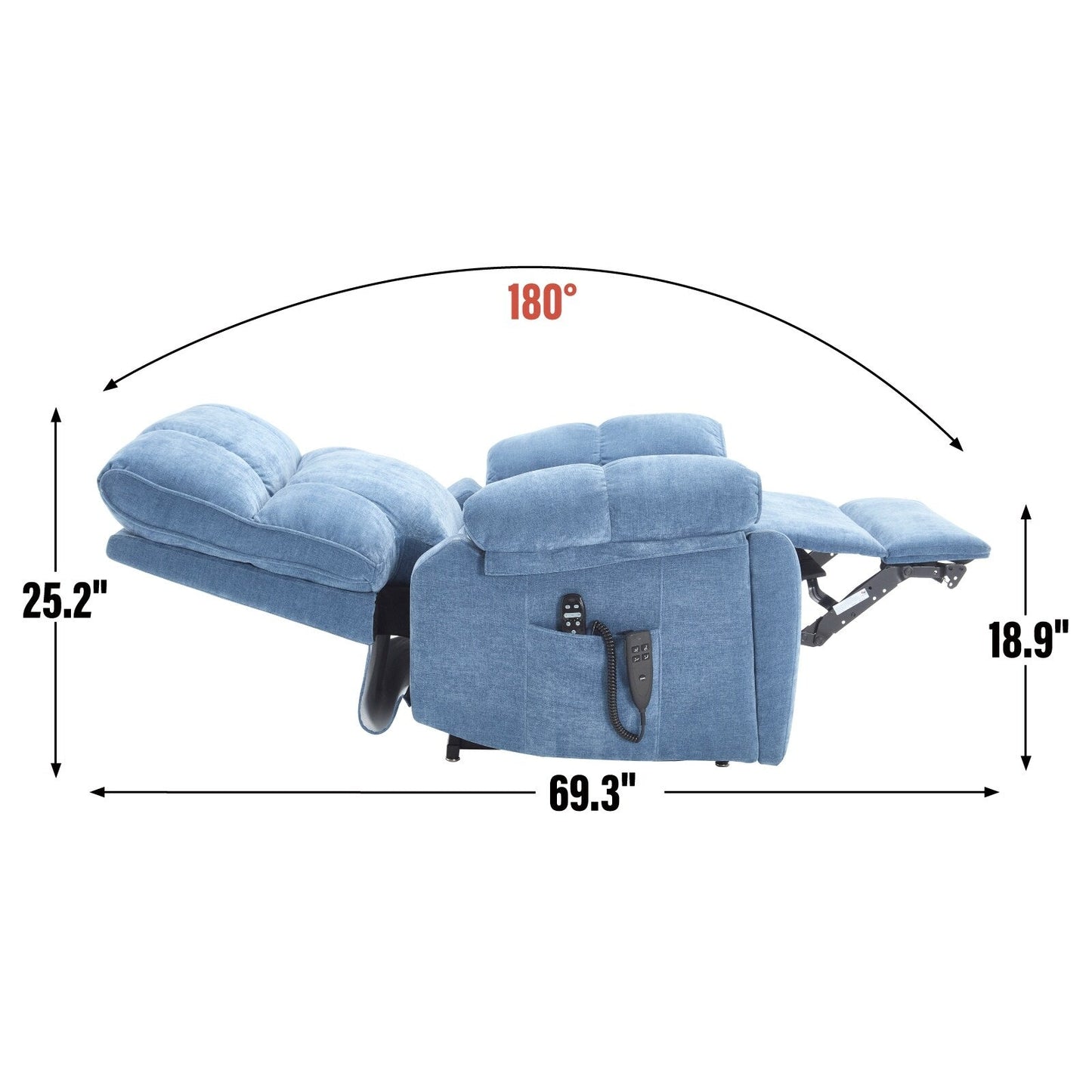 Poltrona reclinabile elettrica con doppio motore, massaggio termico, infinite posizioni, grande, con portabicchieri nascosti, telecomando, medio-rigida
