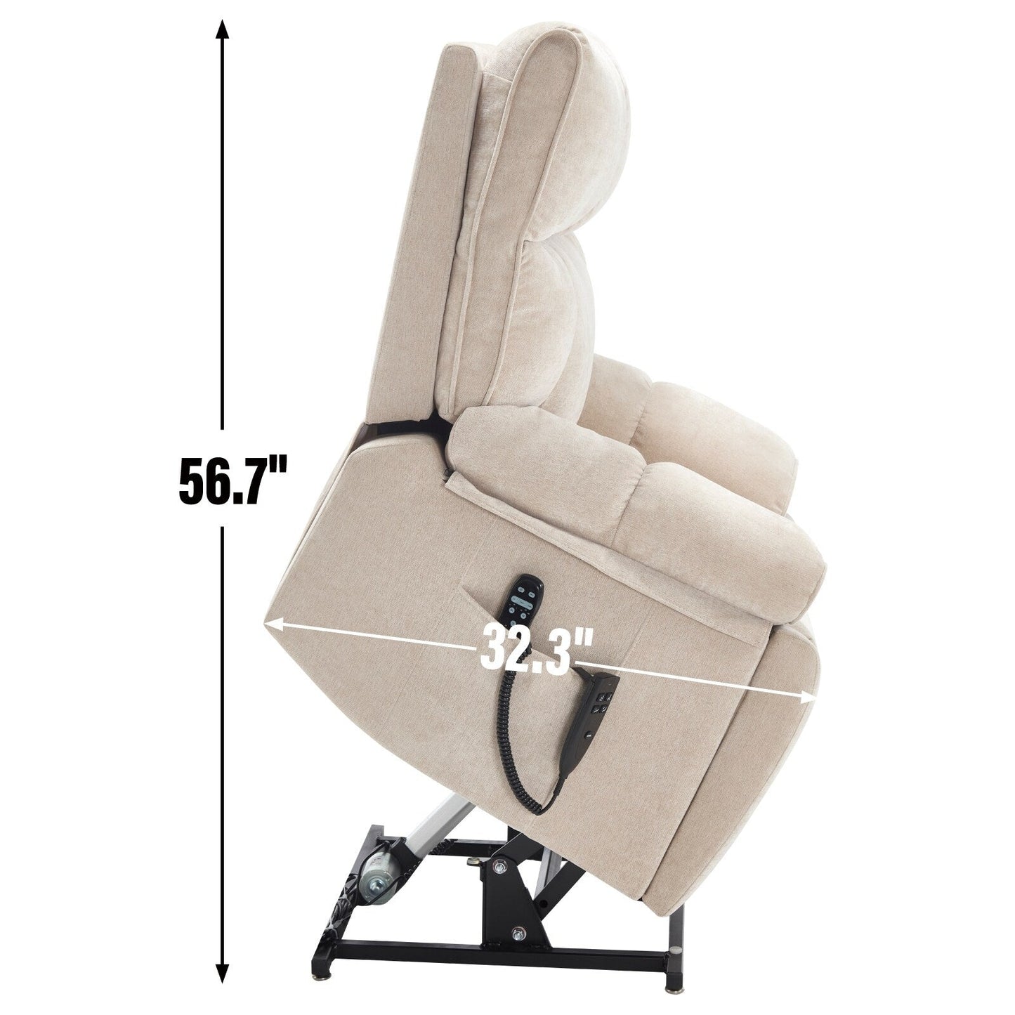 Poltrona reclinabile elettrica con doppio motore, massaggio termico, infinite posizioni, grande, con portabicchieri nascosti, telecomando, medio-rigida