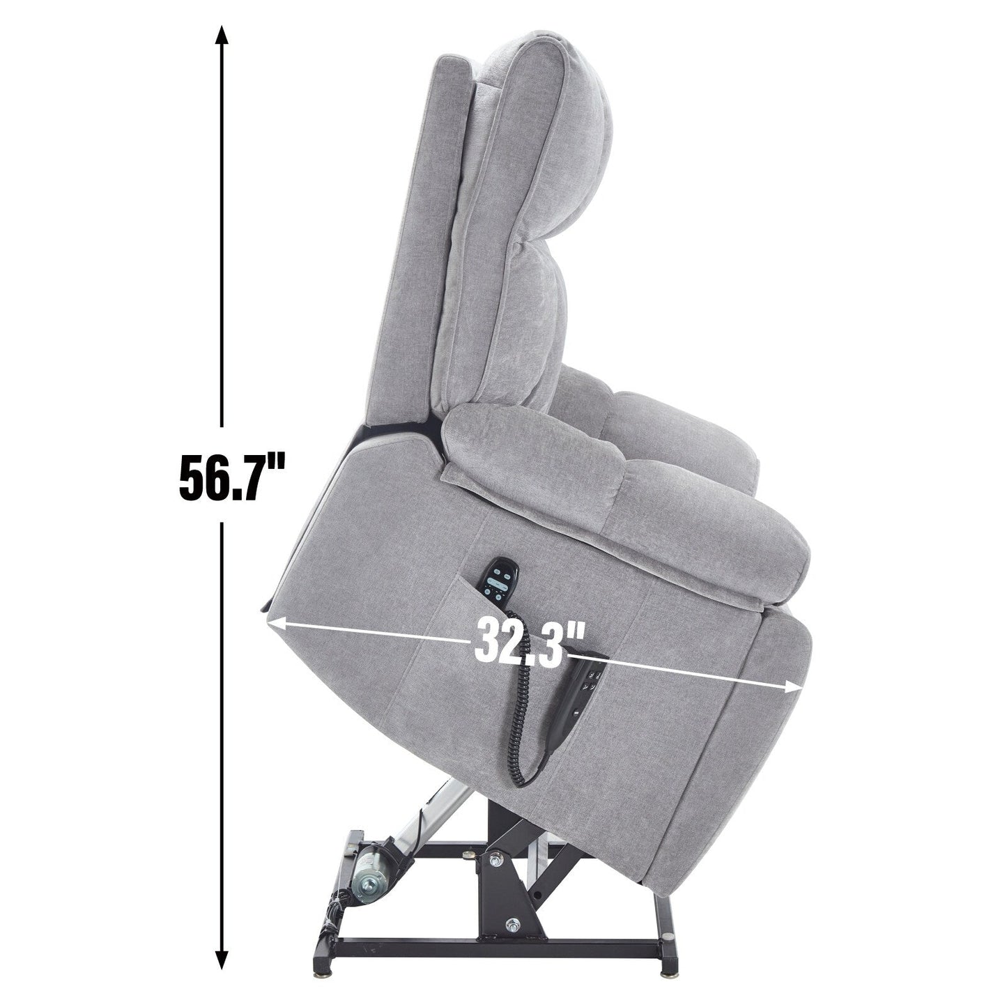 Poltrona reclinabile elettrica con doppio motore, massaggio termico, infinite posizioni, grande, con portabicchieri nascosti, telecomando, medio-rigida