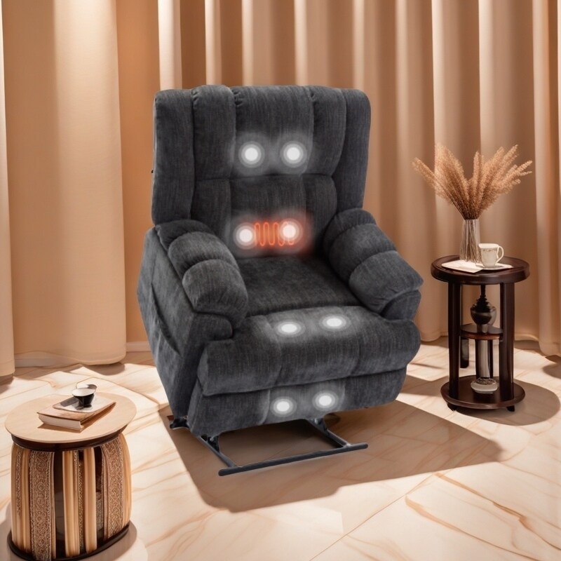 Poltrona reclinabile a doppio motore per anziani, con riscaldamento, massaggio e reclinazione infinita, supporta fino a 350 libbre