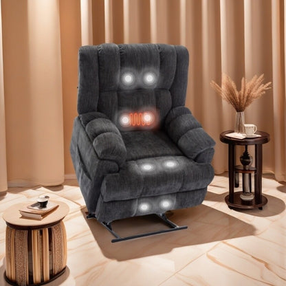 Poltrona reclinabile a doppio motore per anziani, con riscaldamento, massaggio e reclinazione infinita, supporta fino a 350 libbre