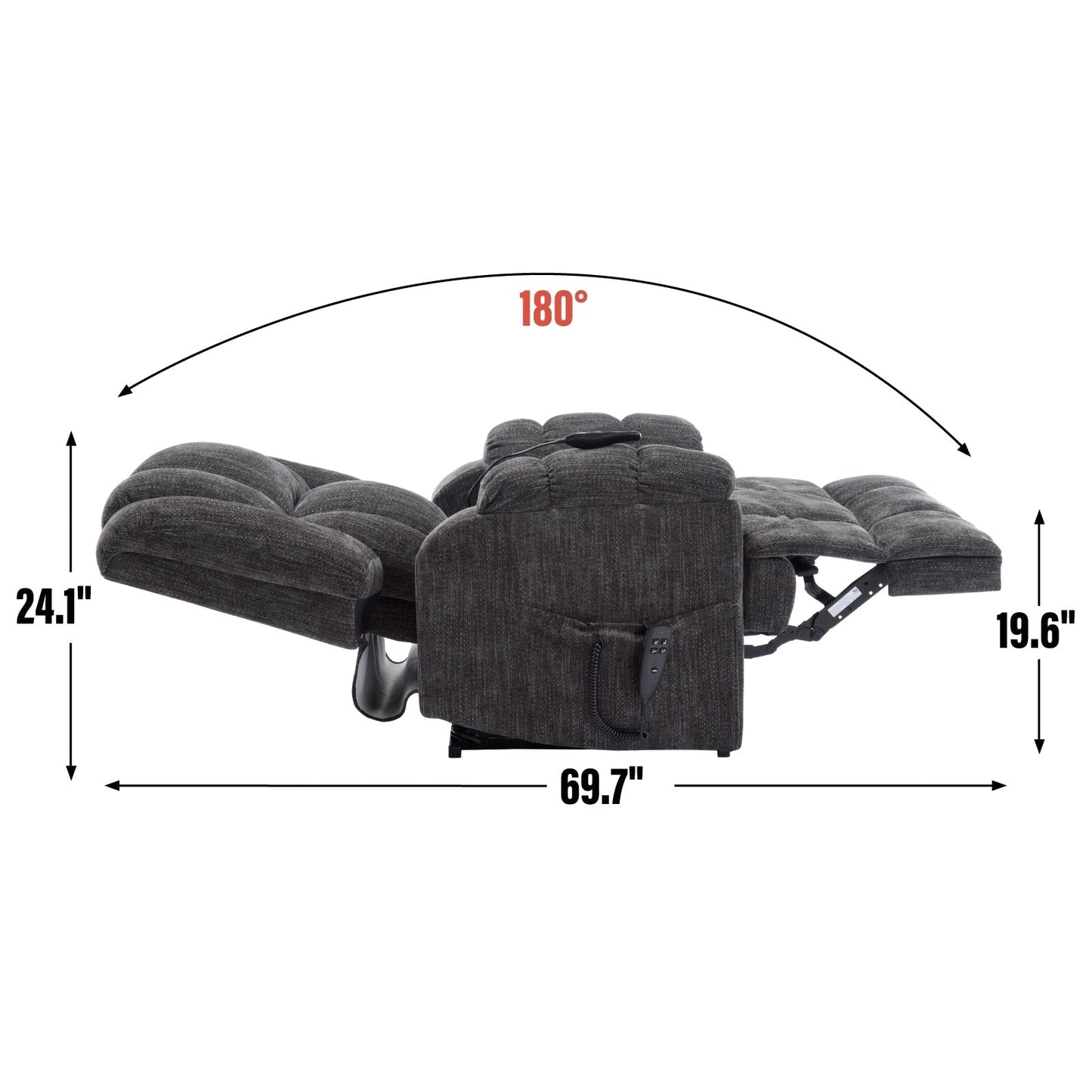 Poltrona reclinabile a doppio motore per anziani, con riscaldamento, massaggio e reclinazione infinita, supporta fino a 350 libbre