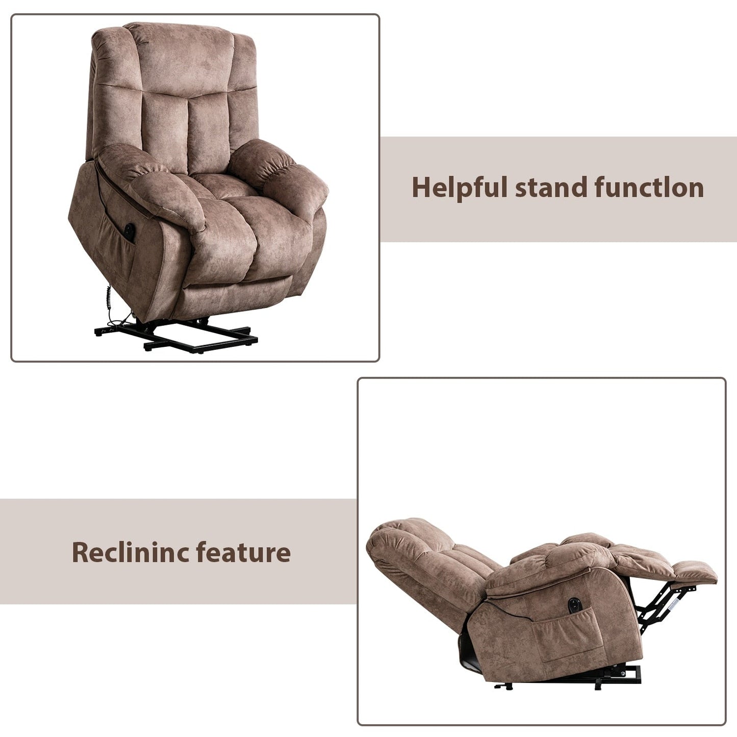 Poltrona reclinabile elettrica per anziani con design imbottito e resistente