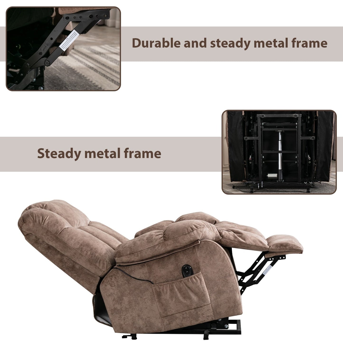 Poltrona reclinabile elettrica per anziani con design imbottito e resistente