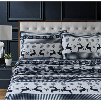 Set di lenzuola con tasche extra profonde stampate in flanella di cotone pesante da 200 g/m²