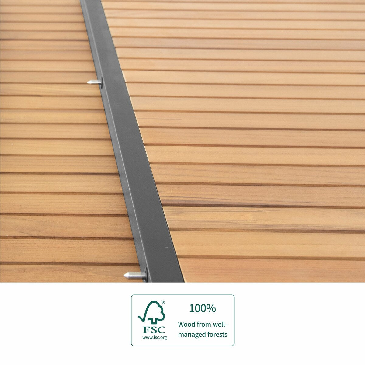 Heck Set da pranzo da esterno in alluminio teak FSC da 13 pezzi per 12 persone, tavolo estensibile e sedia impilabile, nero carbone