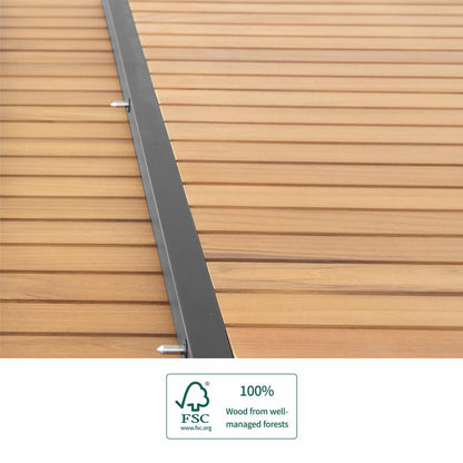 Heck Set da pranzo da esterno in alluminio teak FSC da 13 pezzi per 12 persone, tavolo estensibile e sedia impilabile, nero carbone