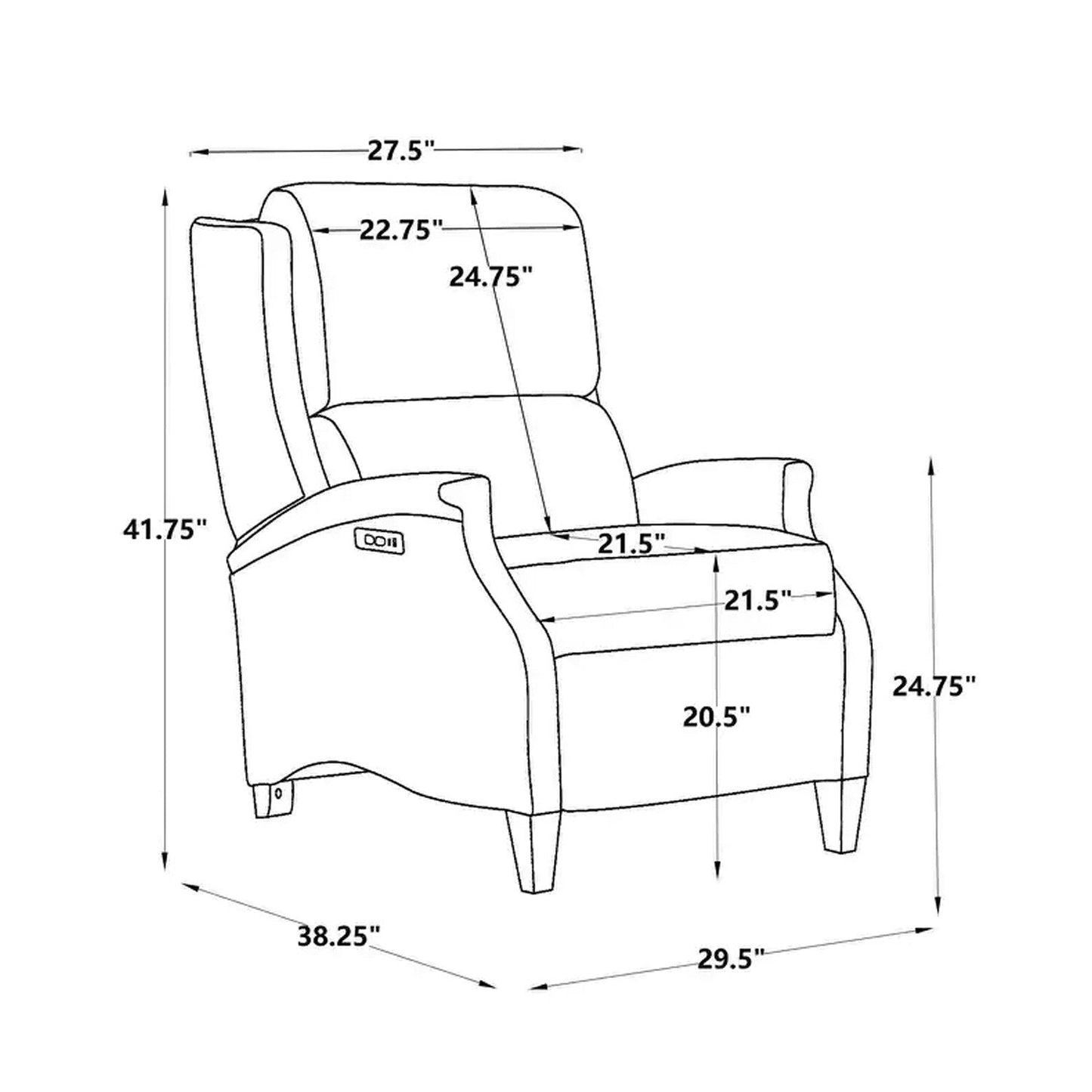 Poltrona reclinabile elettrica Hekkin in vera pelle con poggiatesta regolabile e porta USB, seduta ultra comoda per il soggiorno