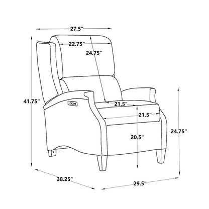 Poltrona reclinabile elettrica Hekkin in vera pelle con poggiatesta regolabile e porta USB, seduta ultra comoda per il soggiorno