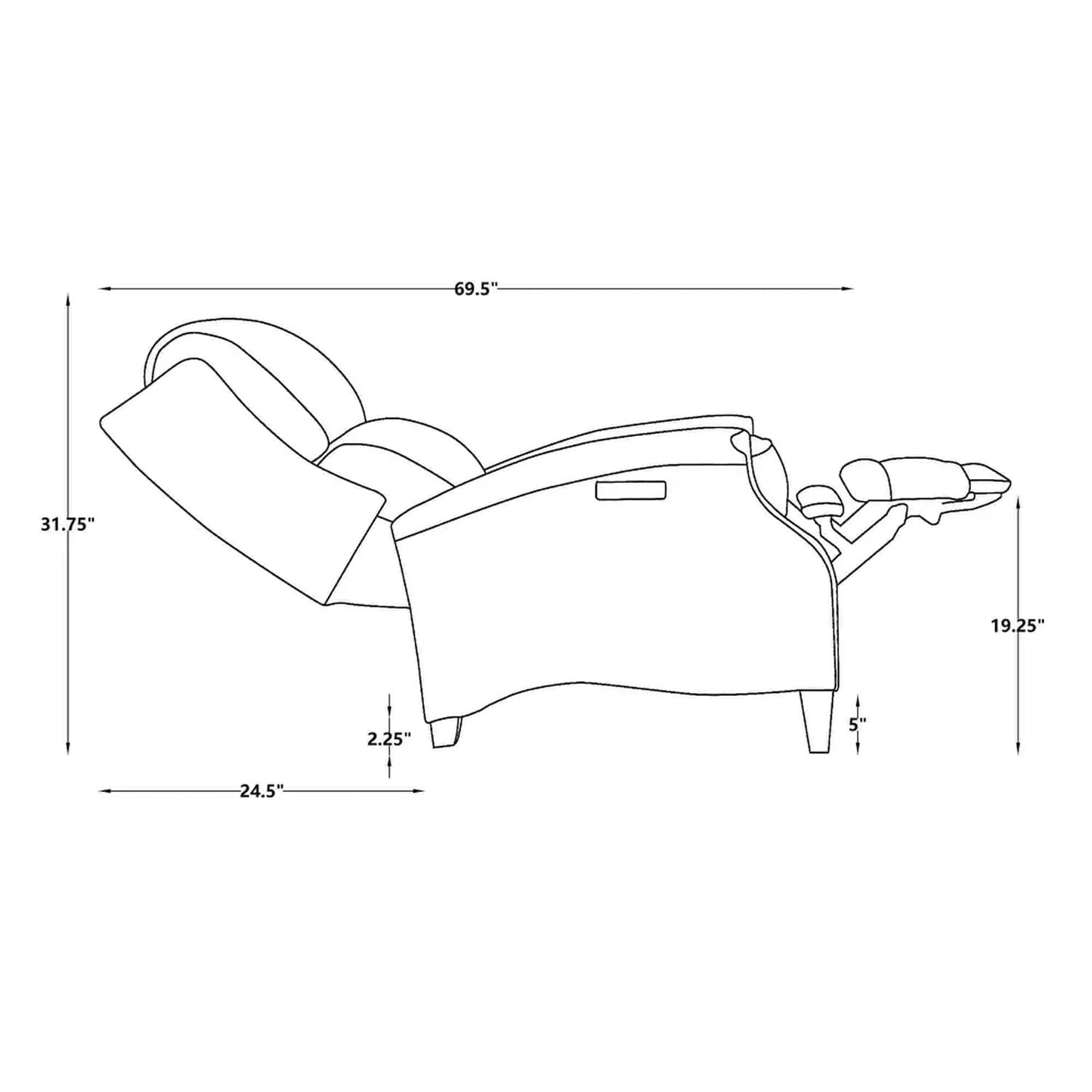 Poltrona reclinabile elettrica Hekkin in vera pelle con poggiatesta regolabile e porta USB, seduta ultra comoda per il soggiorno