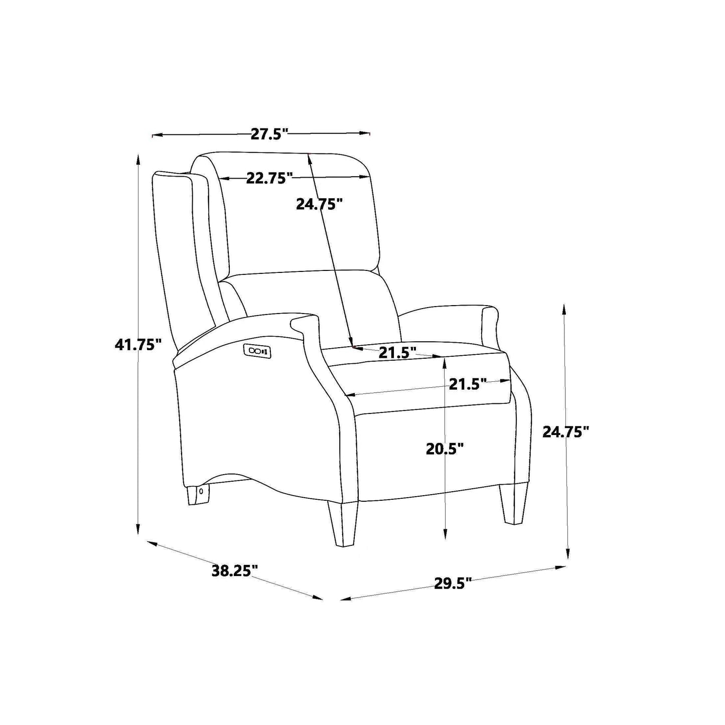 Poltrona reclinabile elettrica Hekkin in vera pelle con poggiatesta regolabile e porta USB, seduta ultra comoda per il soggiorno
