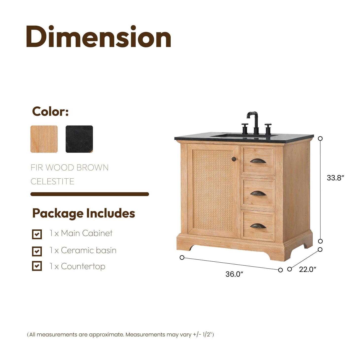 Mobile da bagno Hervas con piano in marmo naturale senza specchio