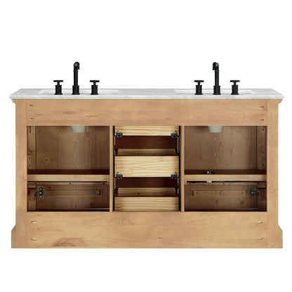 Mobile da bagno Hervas con piano in marmo naturale senza specchio