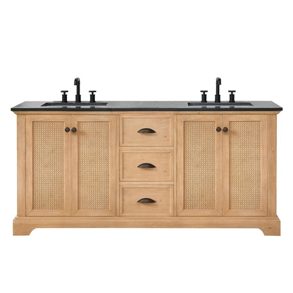 Mobile da bagno Hervas con piano in marmo naturale senza specchio