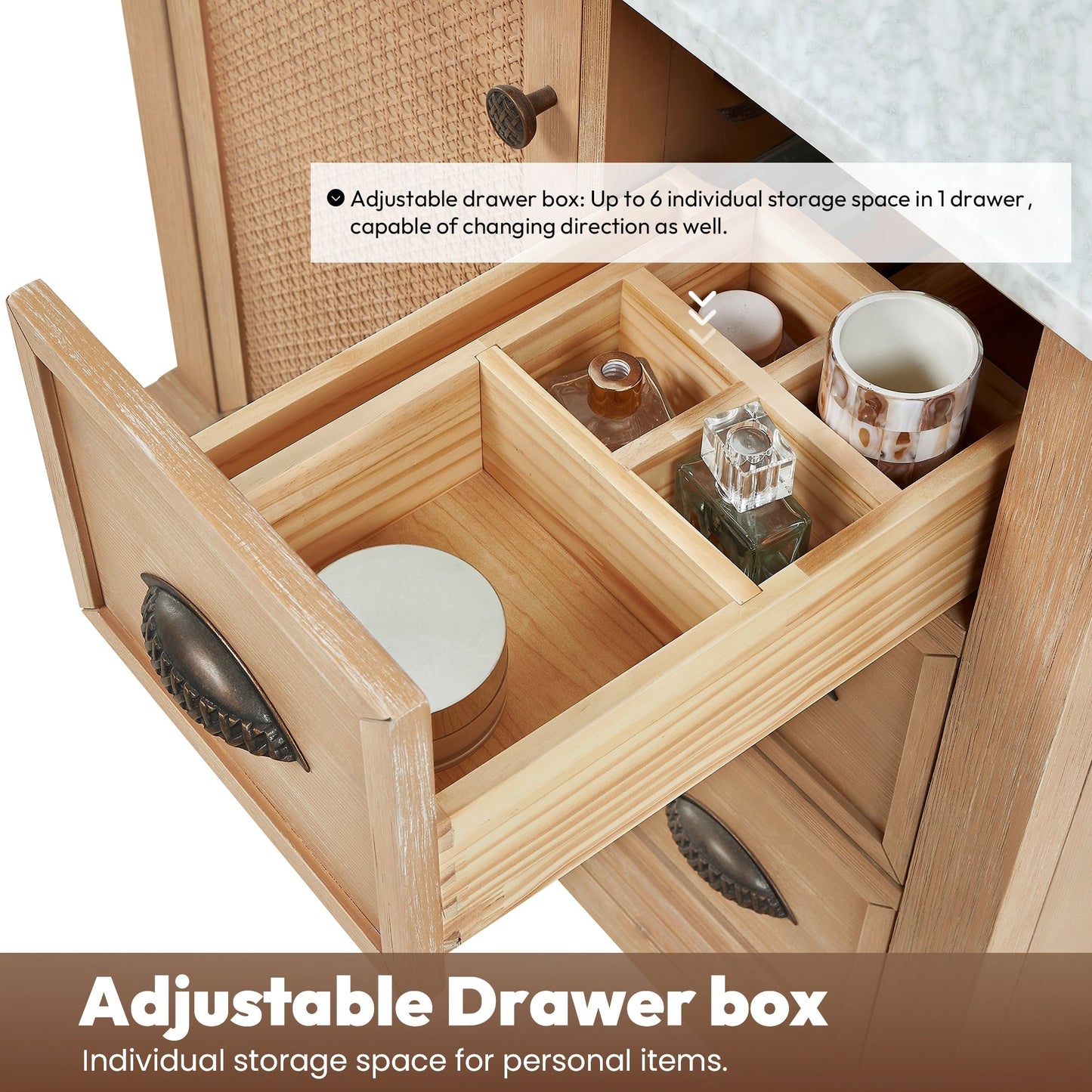 Mobile da bagno Hervas con piano in marmo naturale senza specchio