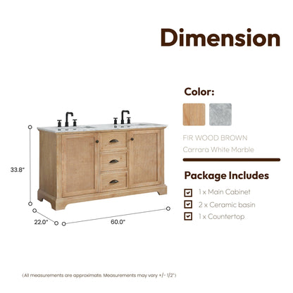 Mobile da bagno Hervas con piano in marmo naturale senza specchio