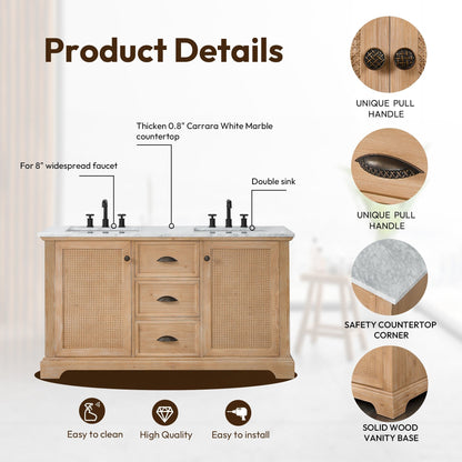 Mobile da bagno Hervas con piano in marmo naturale senza specchio