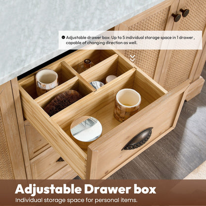 Mobile da bagno Hervas con piano in marmo naturale senza specchio