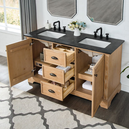 Mobile da bagno Hervas con piano in marmo naturale senza specchio