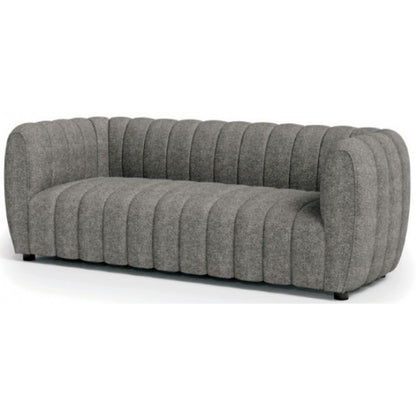 Divano Hery, 23 pollici, grigio bouclé, dettagli trapuntati a canale verticale