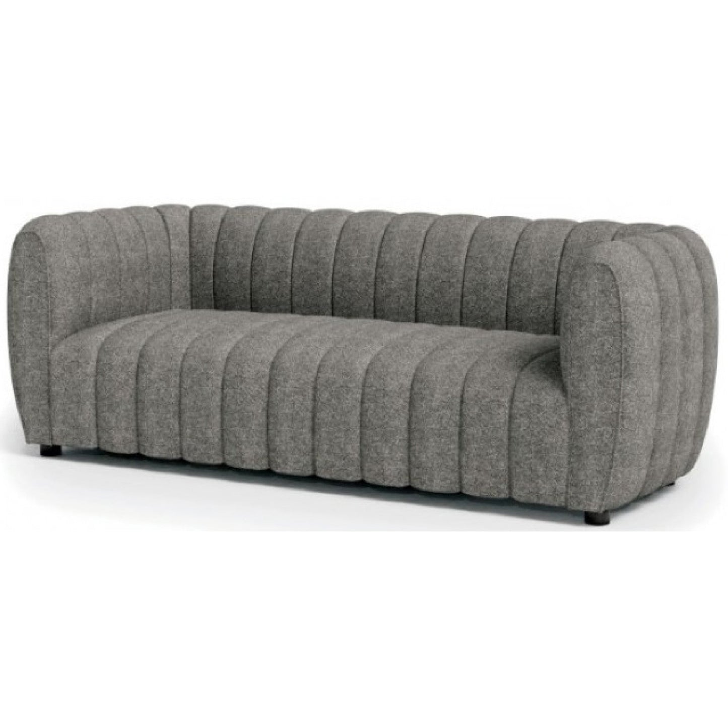 Divano Hery, 23 pollici, grigio bouclé, dettagli trapuntati a canale verticale