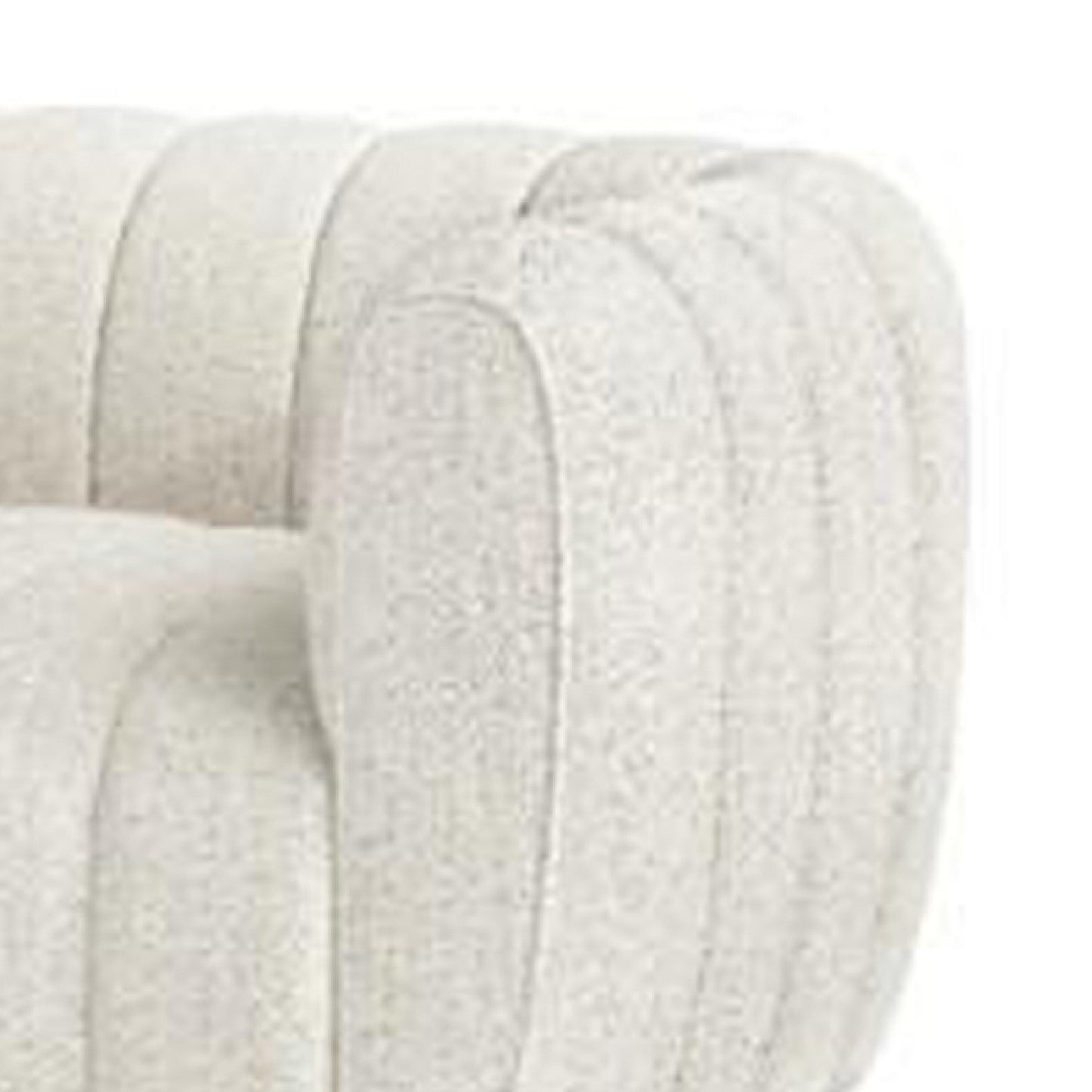 Divano Hery, 83 pollici, bianco bouclé, dettagli trapuntati a canale verticale