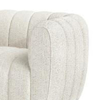 Divano Hery, 83 pollici, bianco bouclé, dettagli trapuntati a canale verticale