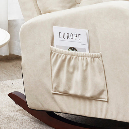 Poltrona reclinabile regolabile con schienale alto, gambe in legno massello, tasche laterali portaoggetti e maggiore comfort per balcone