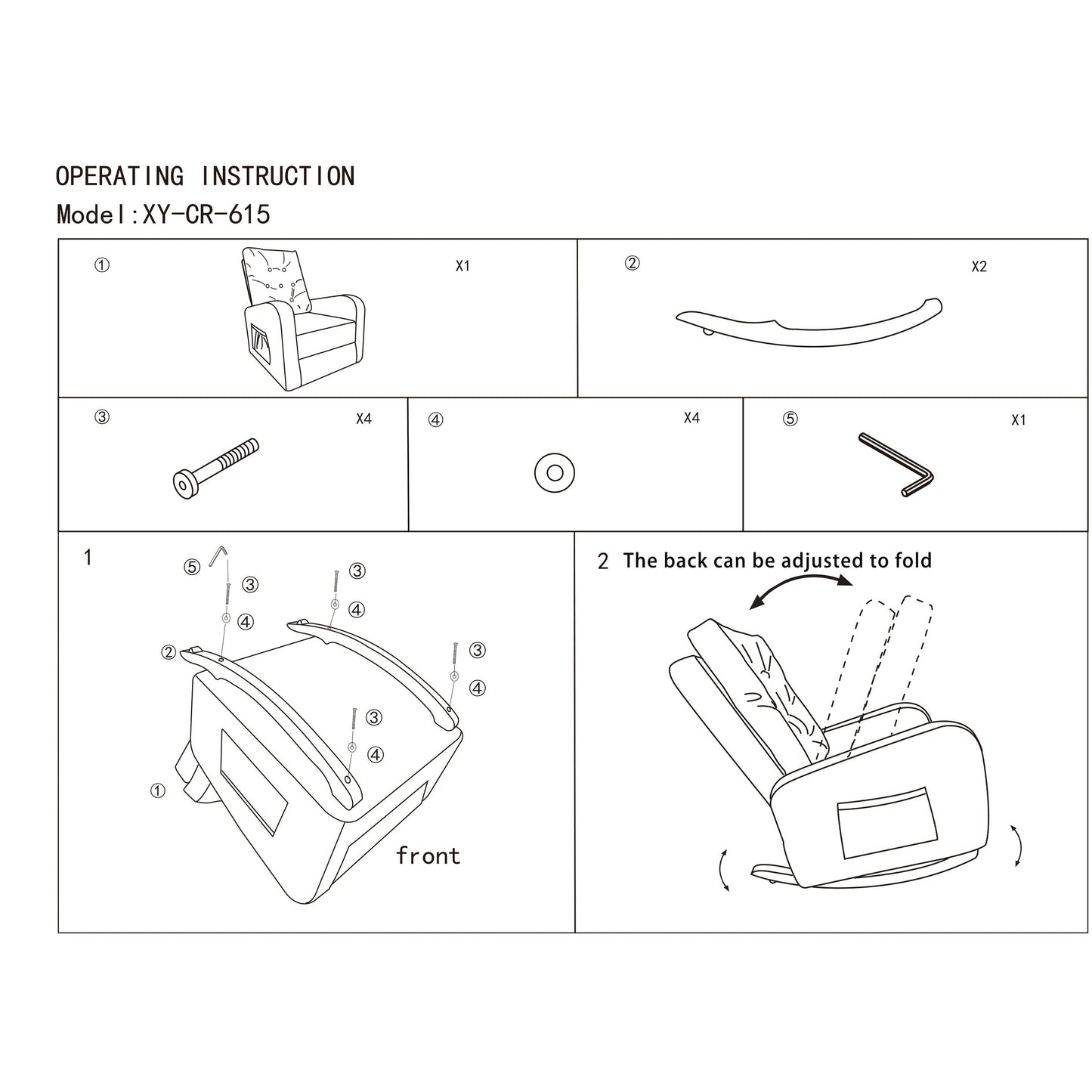 Poltrona reclinabile regolabile con schienale alto, gambe in legno massello, tasche laterali portaoggetti e maggiore comfort per balcone