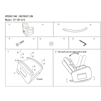 Poltrona reclinabile regolabile con schienale alto, gambe in legno massello, tasche laterali portaoggetti e maggiore comfort per balcone