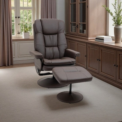 Poltrona reclinabile girevole in similpelle con schienale alto, schienale regolabile, poggiapiedi e robusta base avvolgente per il soggiorno