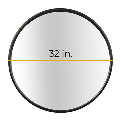 Specchio da parete rotondo classico in stile fattoria con cornice in legno