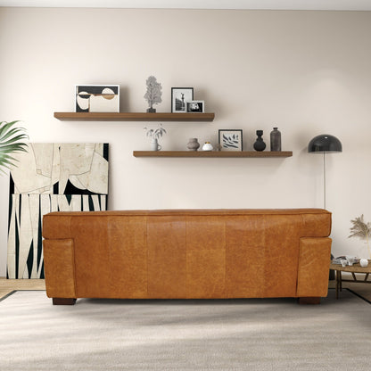 Divano Highclere Mid Century Modern in vera pelle, comodo