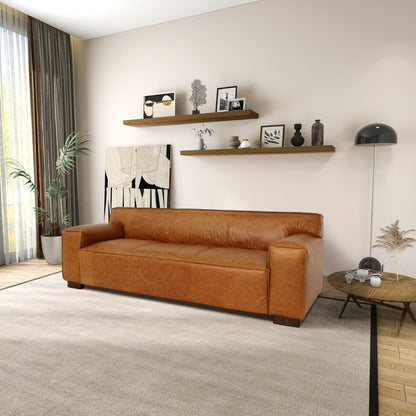 Divano Highclere Mid Century Modern in vera pelle, comodo