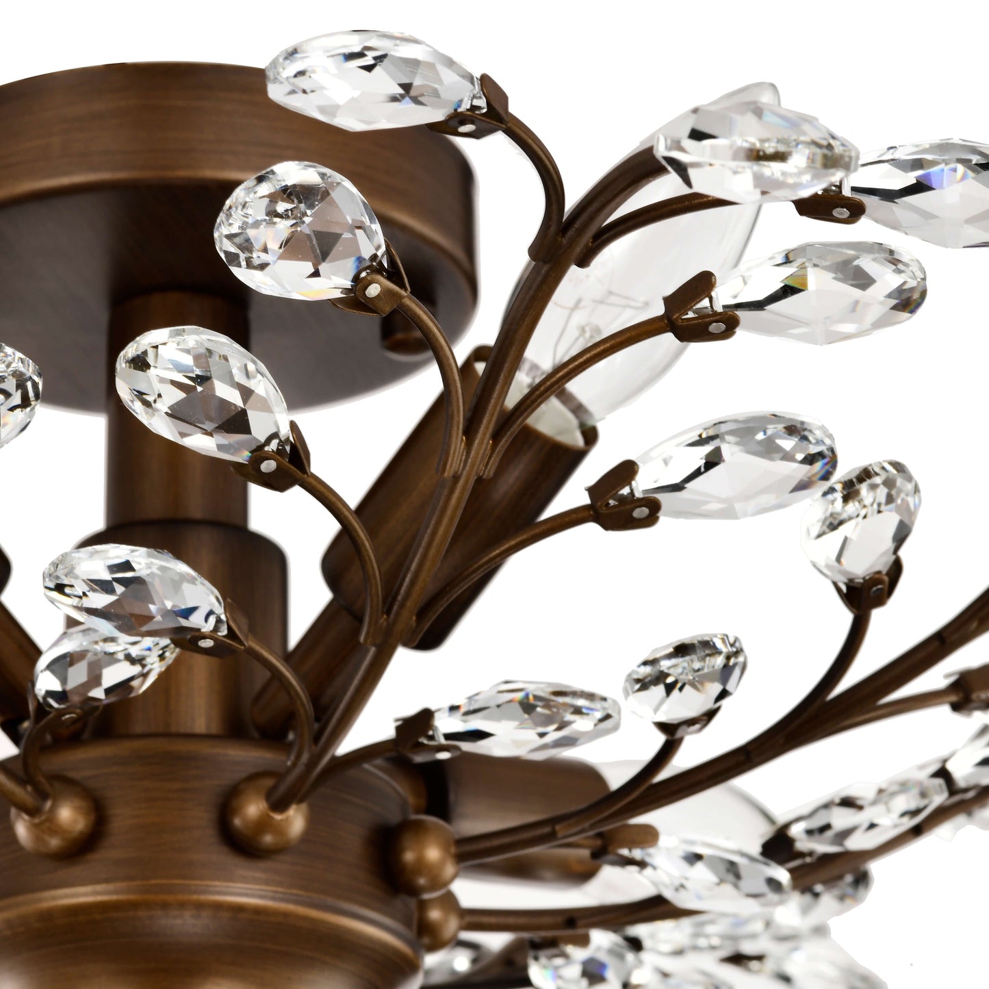 Lampada a filo Holly a 4 luci con foglie di cristallo