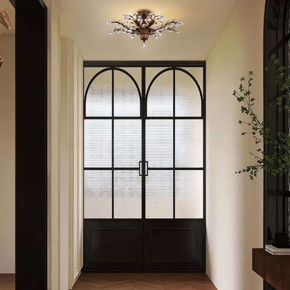 Lampada a filo Holly a 4 luci con foglie di cristallo