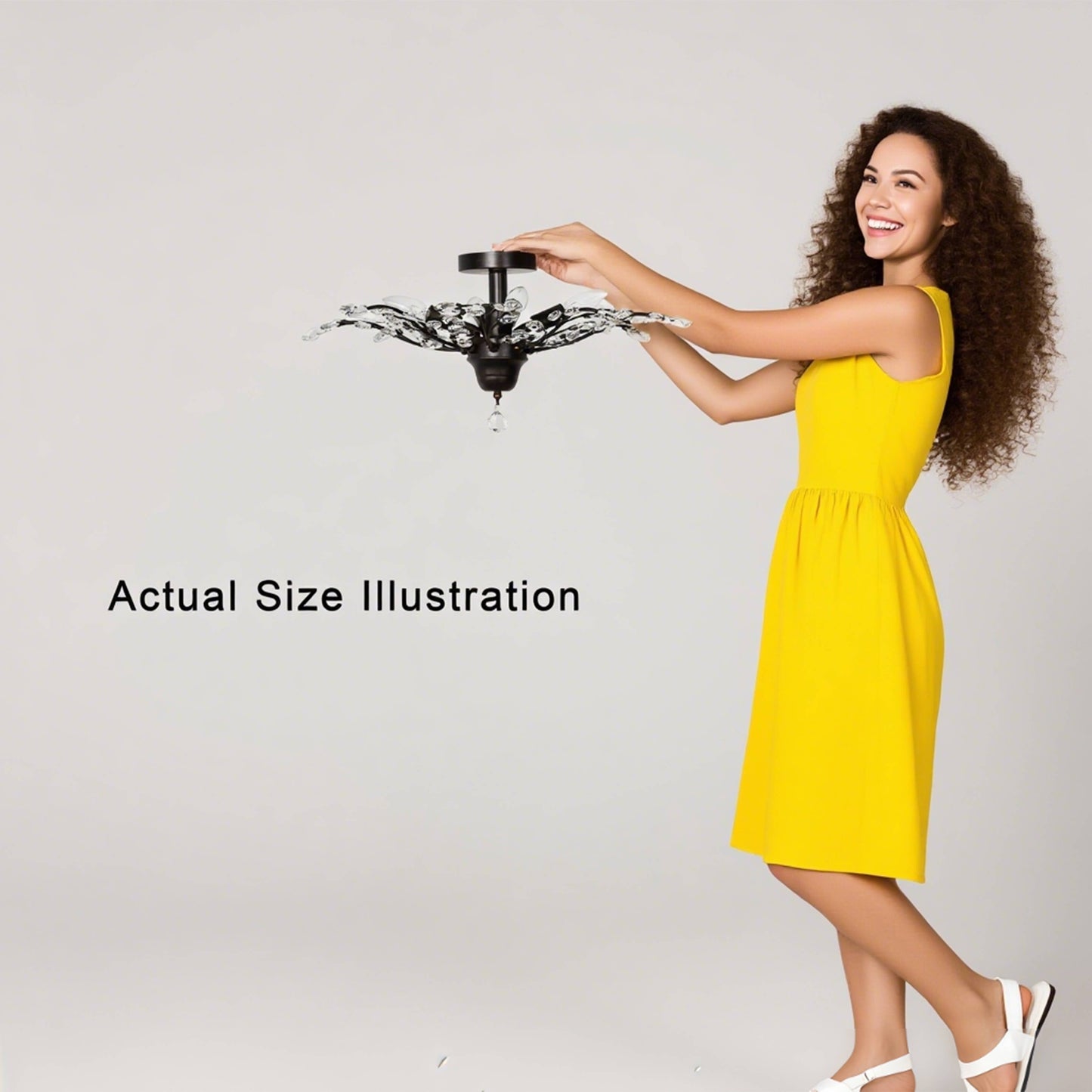 Lampada a filo Holly a 4 luci con foglie di cristallo