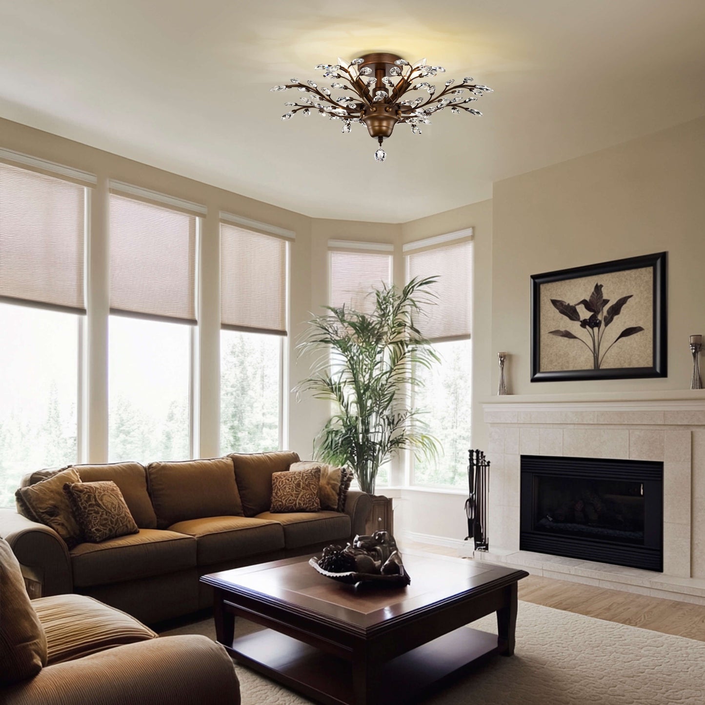 Lampada a filo Holly a 4 luci con foglie di cristallo