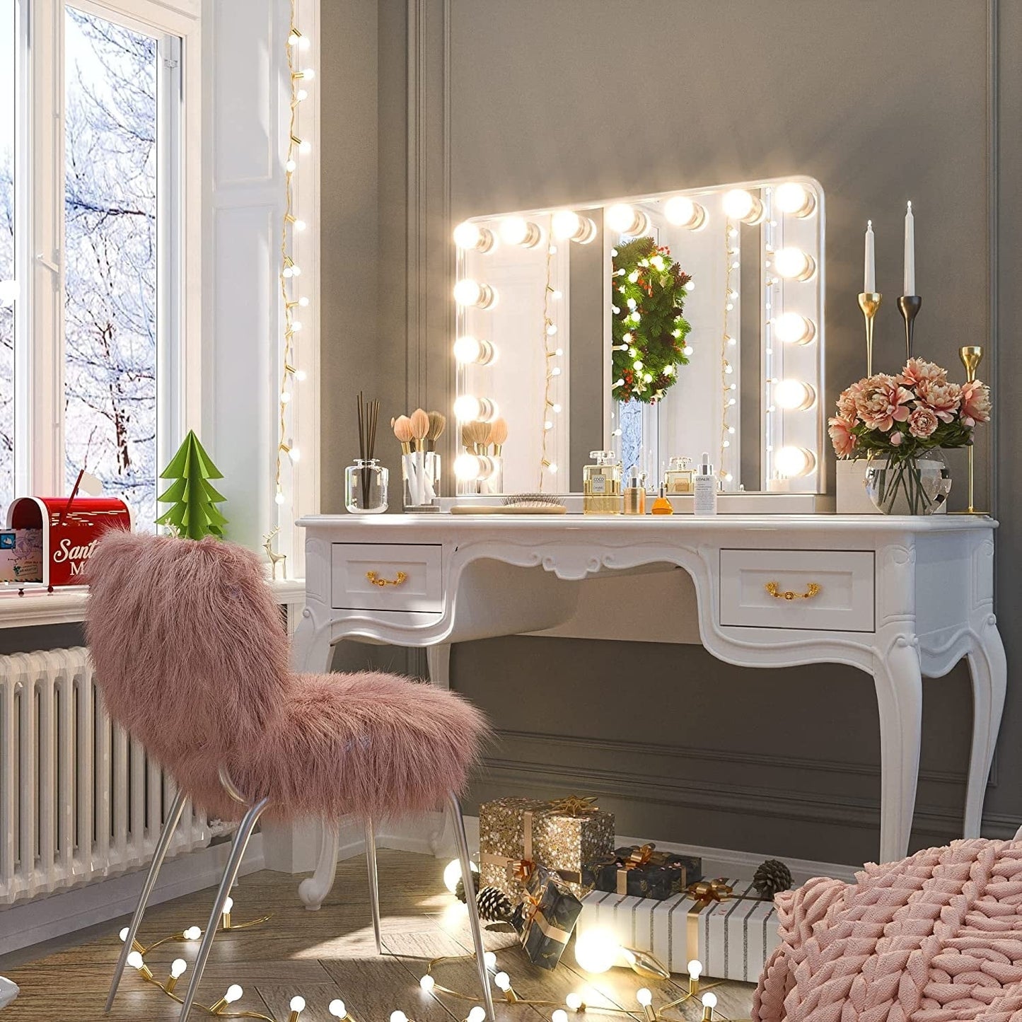 Specchio da trucco LED Keonjinn Hollywood con 15/18 luci LED