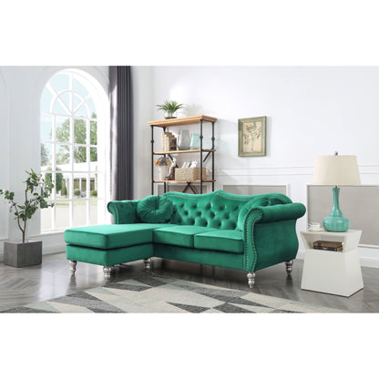 Divano in velluto Hollywood con chaise longue reversibile