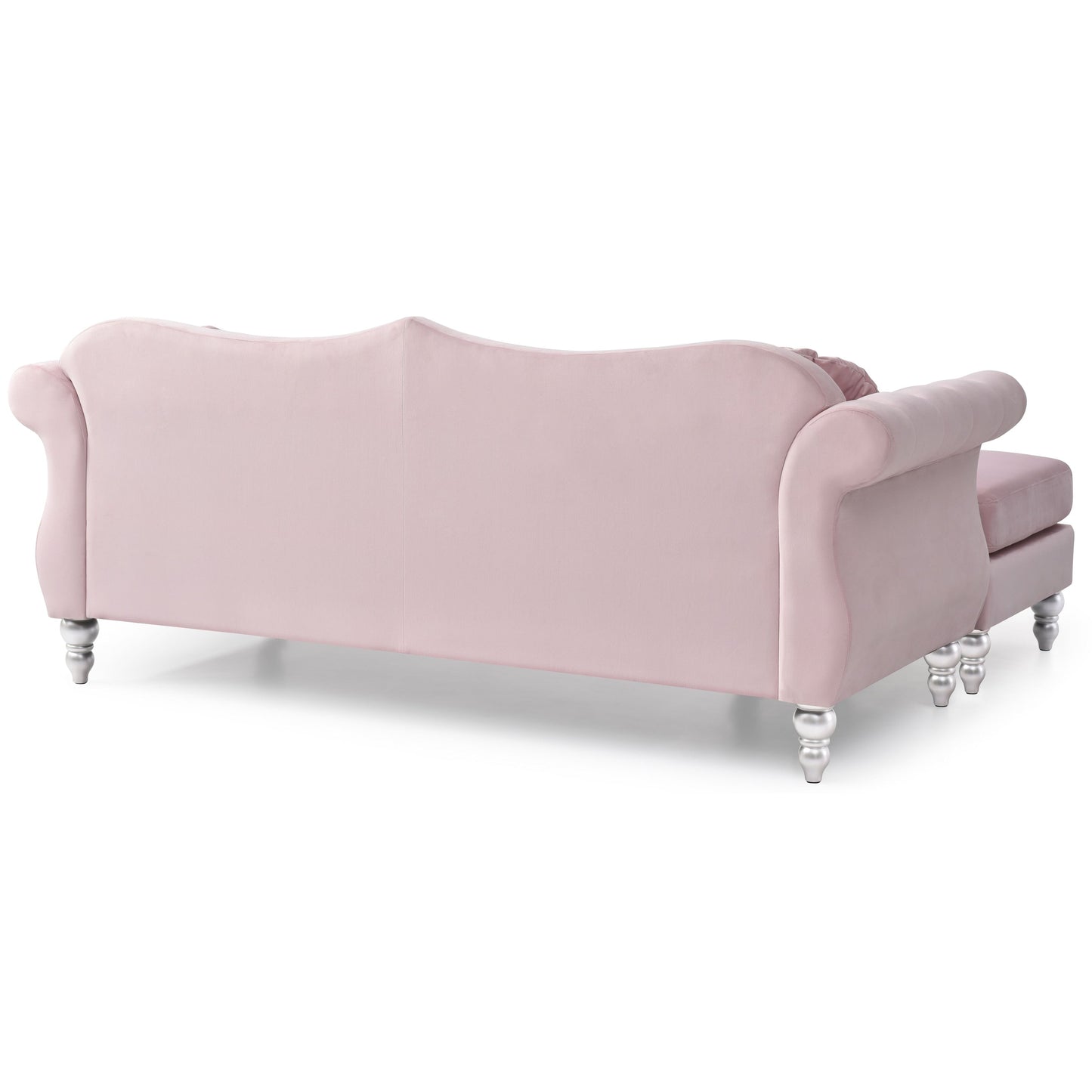 Divano in velluto Hollywood con chaise longue reversibile