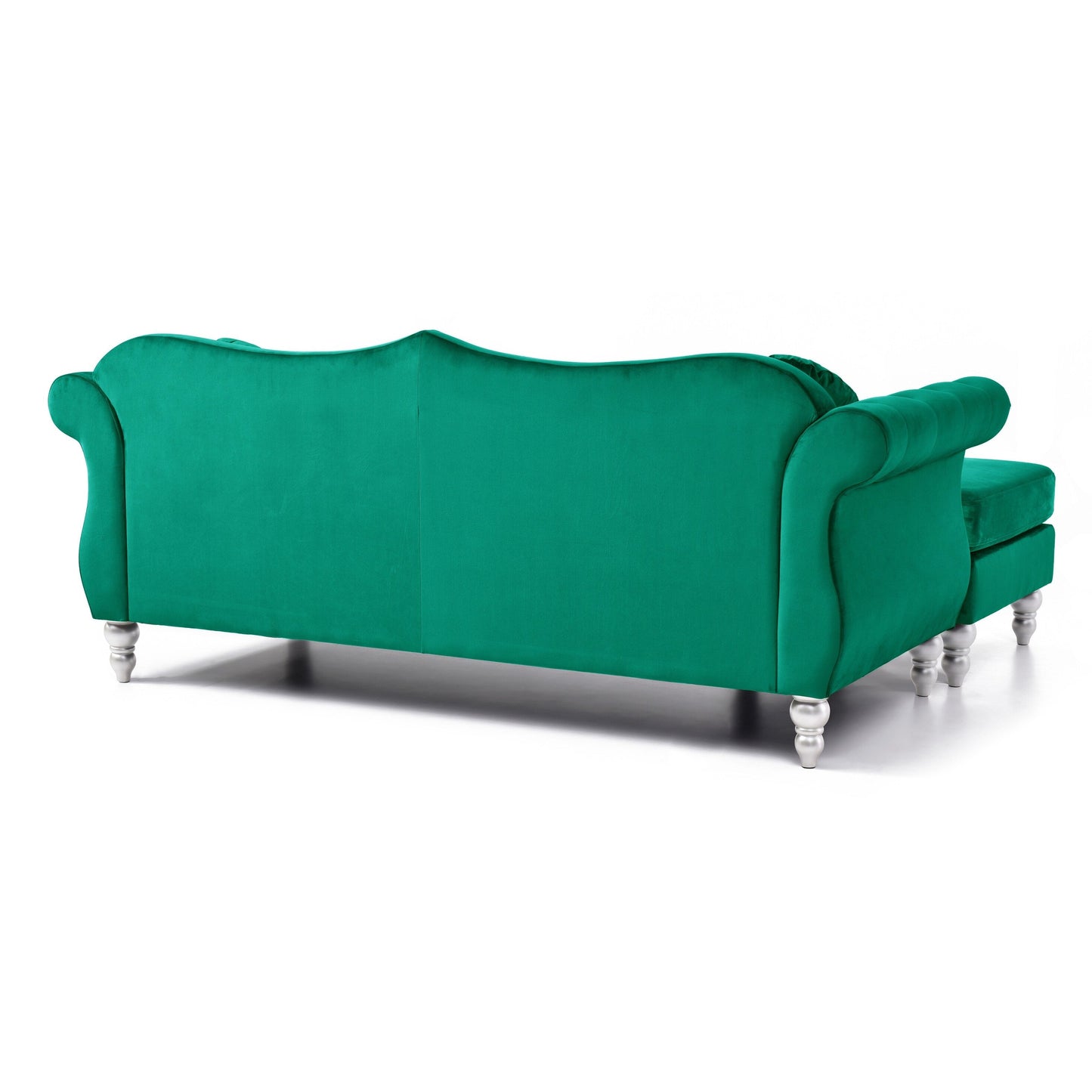 Divano in velluto Hollywood con chaise longue reversibile