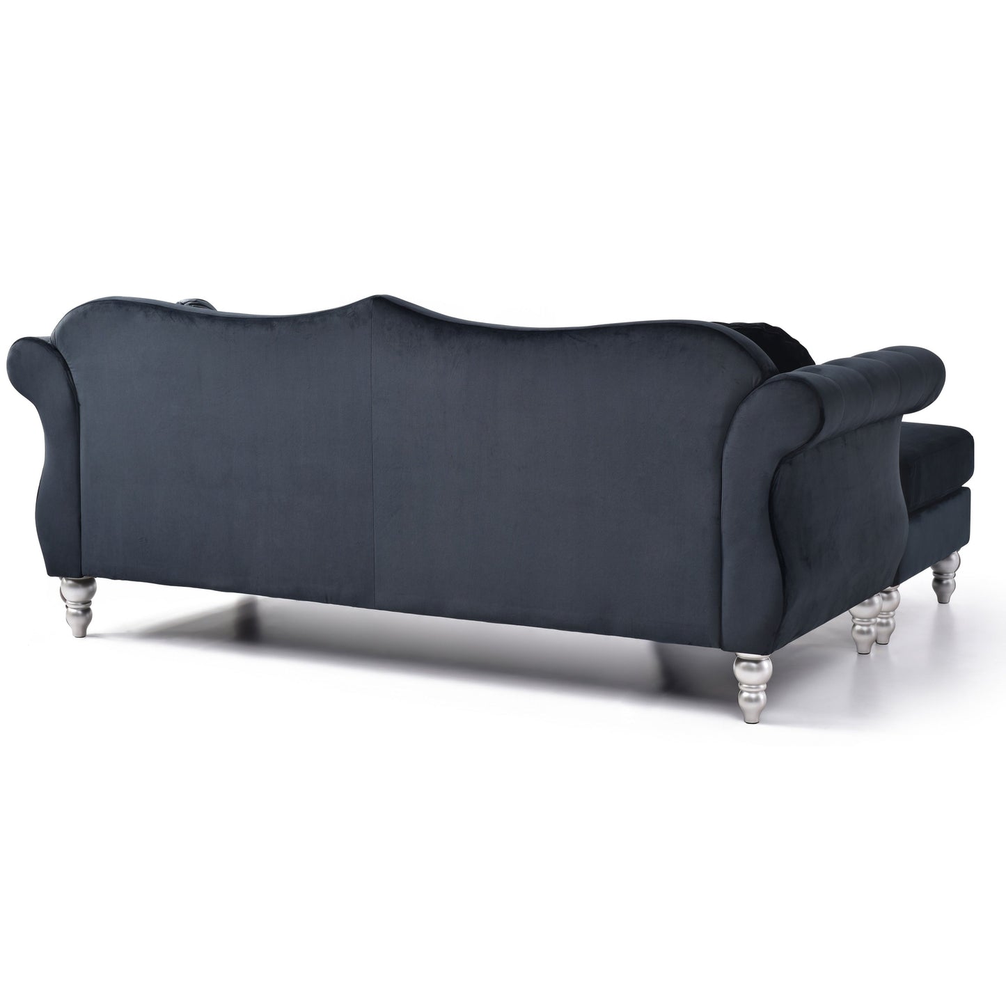 Divano in velluto Hollywood con chaise longue reversibile